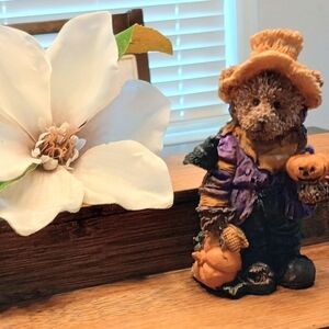 Halloween Scarecrow Bear Figurine - Orange, Purple, Black